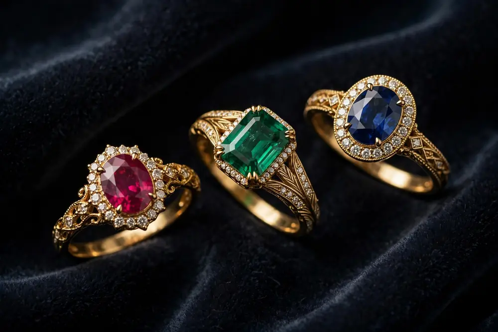 Luxury gemstone ring set